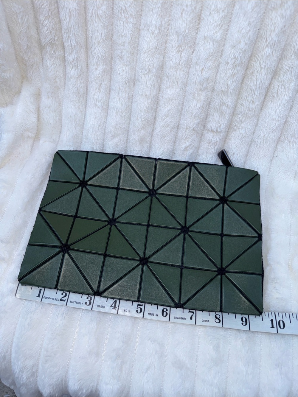 Issey Miyake Geometric Patent Zip Pouch